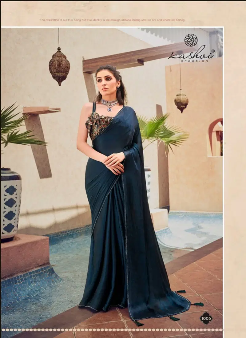 Kashvi Neel Vol 5 Satin With Swarovski Work Saree Collection Catalog